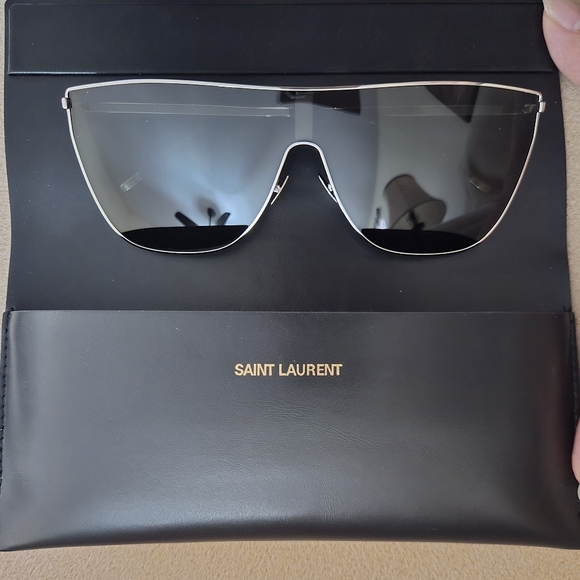 YSL / Saint Laurent - SL 1 Mask Argent Sunglasses - Picture 1 of 6